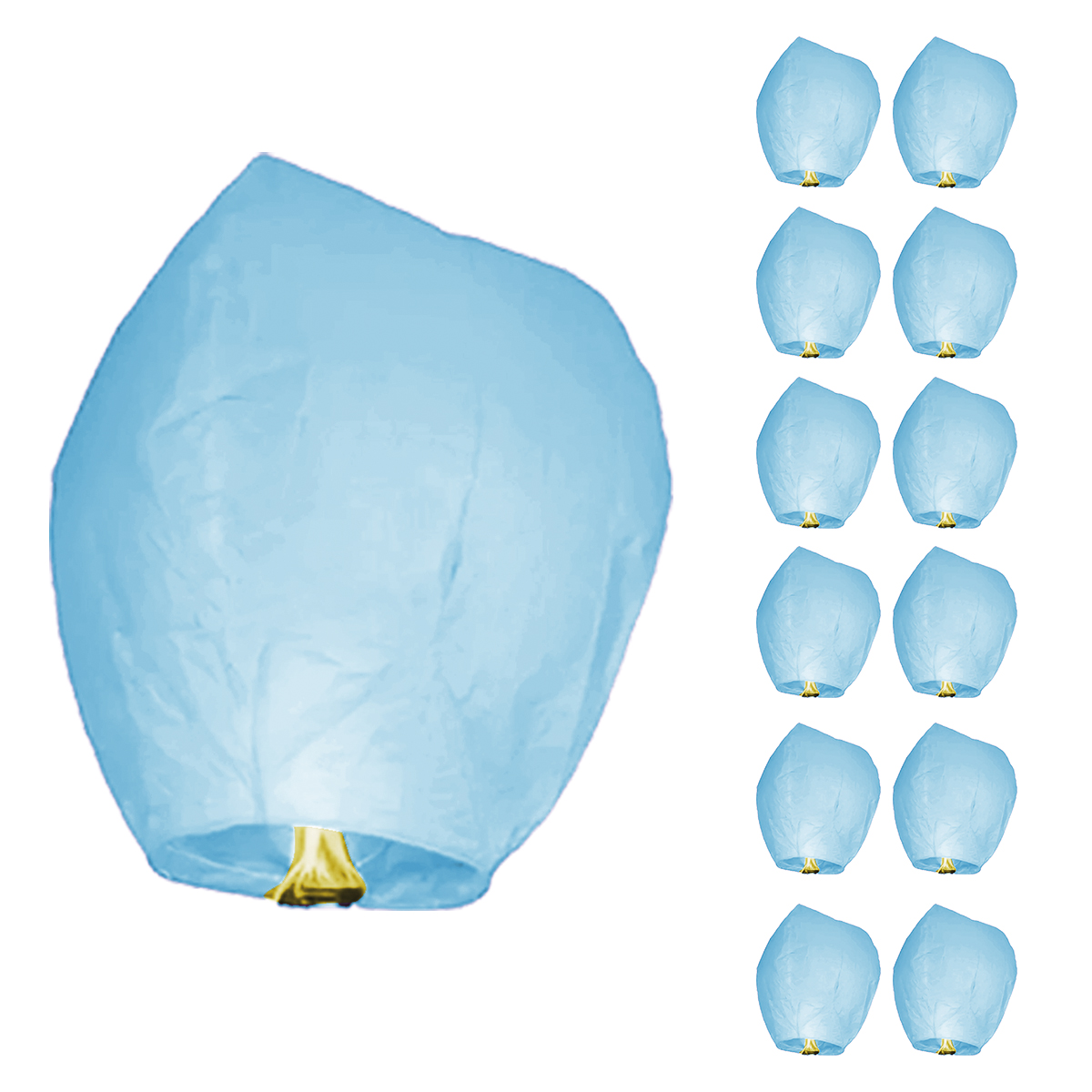 12 Globos De Cantoya Fabricados En Papel China De 80cm X 37cm Color Azul. Para Elevar Incluye Parafina Y Mechero.