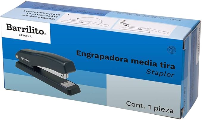A Barrilito 125 Engrapadora Media Tira de Cuerpo Plástico, Grapa Estándar.