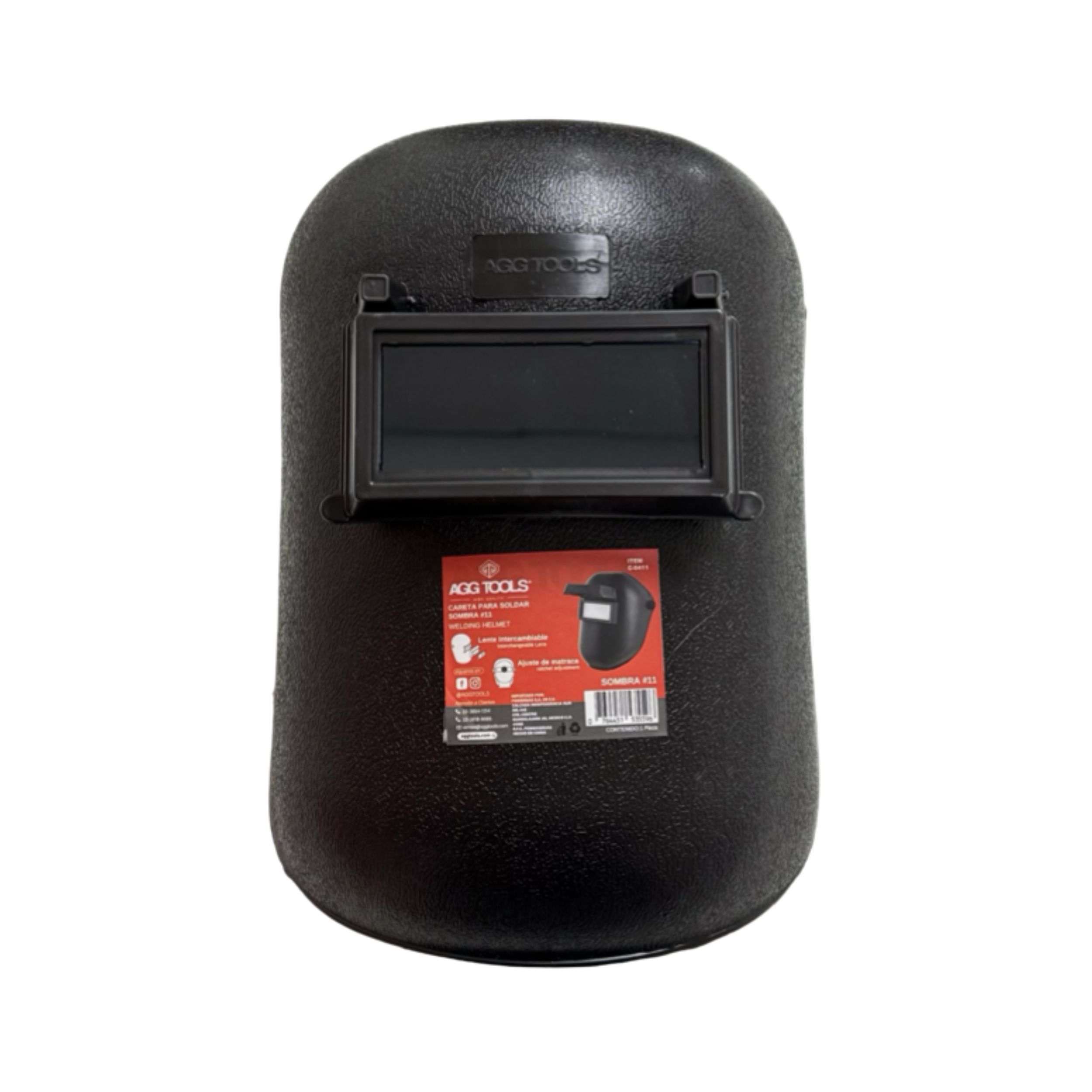 Careta para soldar Sencilla con Vidrio móvil DIN 11, Casco de Soldadura Industrial estándar.