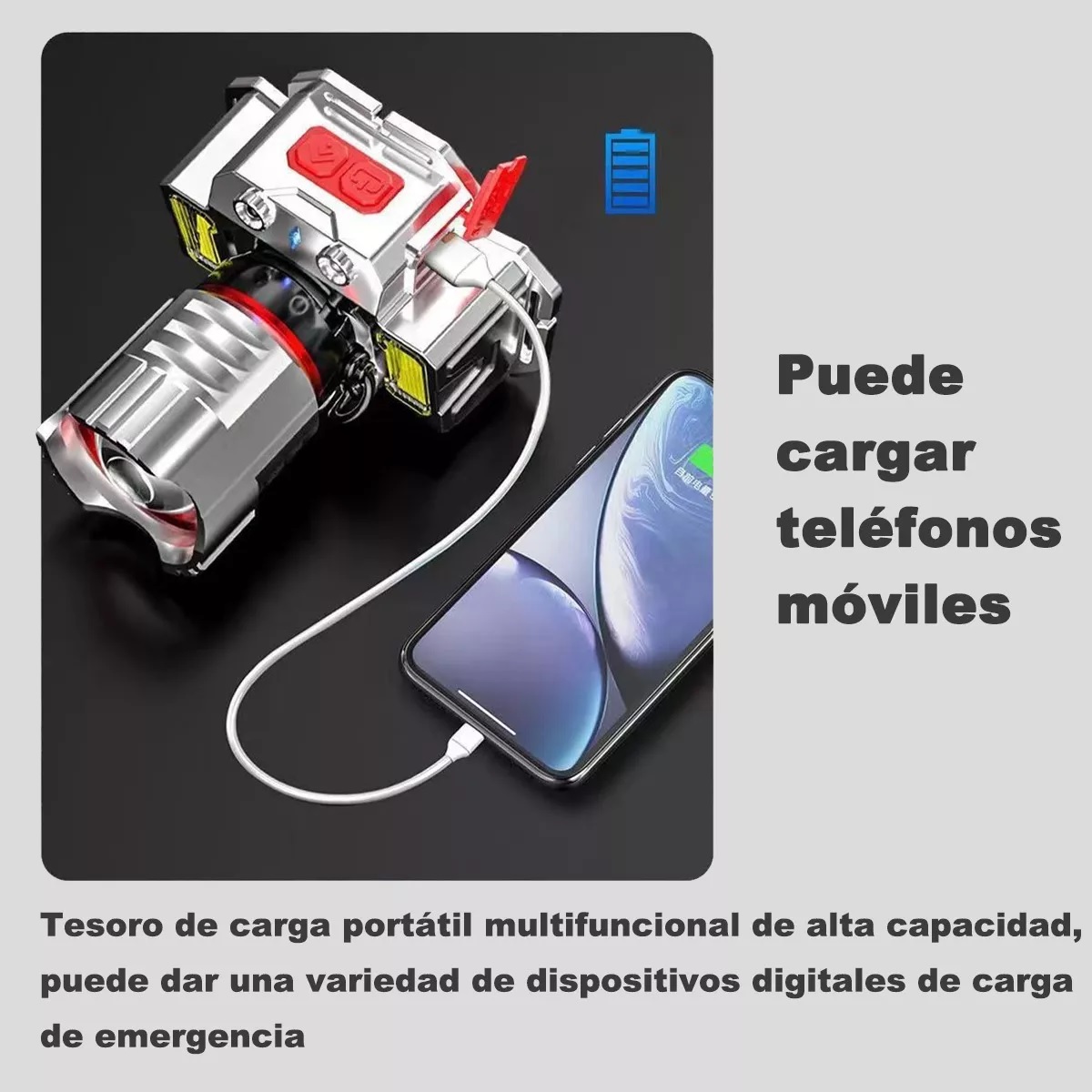 Lámpara De Cabeza Led Minera Recargable Accesorios Tacticos.