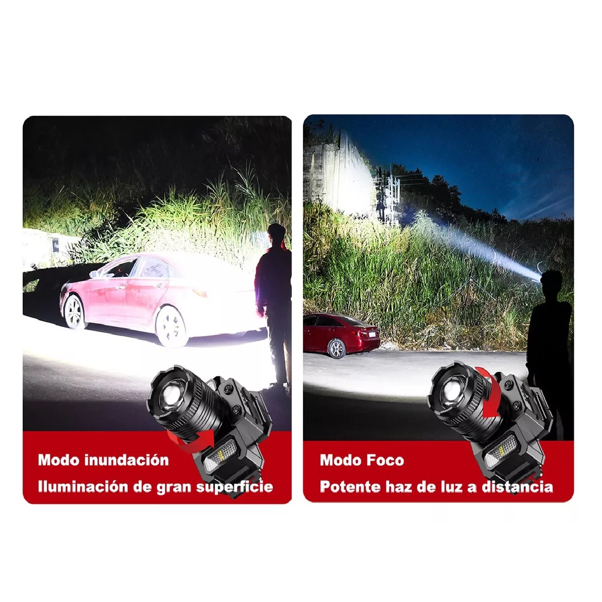 Lámpara De Cabeza Led Minera Recargable Accesorios Tacticos.