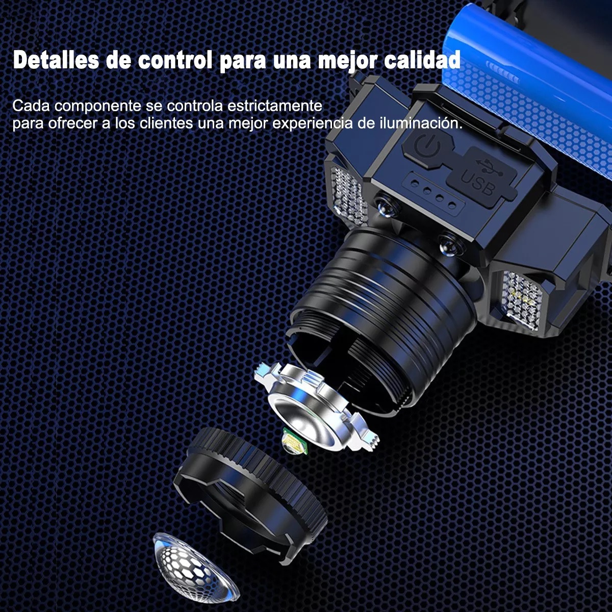 Lámpara De Cabeza Led Minera Recargable Accesorios Tacticos.