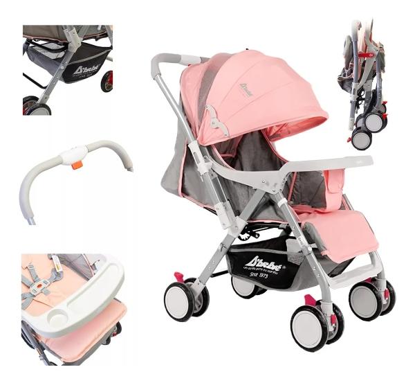 Carriola Reversible Para Bebé D Bebe Bm Ligera Y Reclinable Rosa