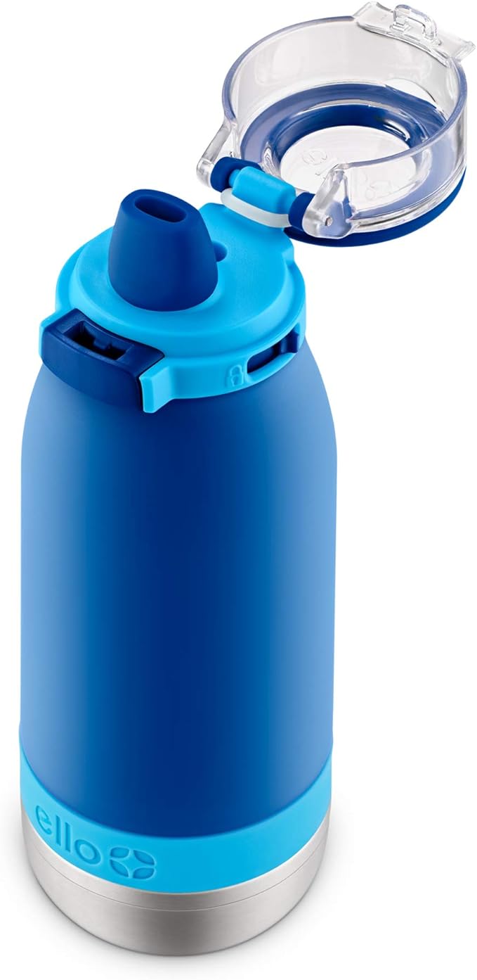 Ello Emma - Botella de Agua de Acero Inoxidable con Aislamiento al vacío para niños con popote Antimicrobiano.