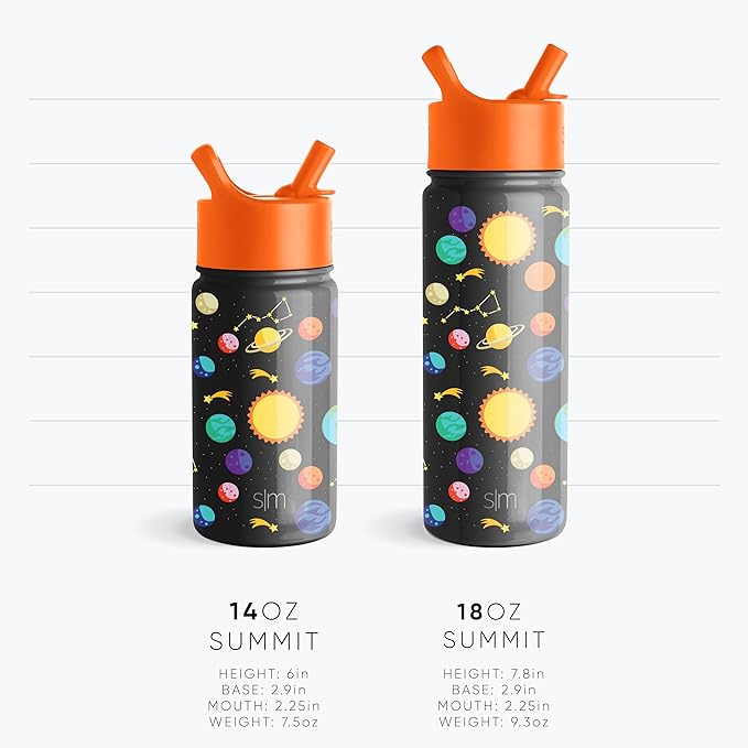 Simple Modern Botella de Agua para Niños con Pajita | Vaso Térmico Acero Inoxidable Aislado Reutilizable para Niños y Niñas | Summit Colección | 415ml | Wheels Up.