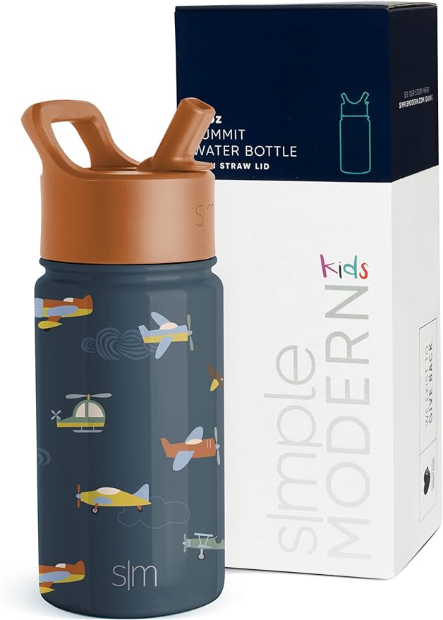 Simple Modern Botella de Agua para Niños con Pajita | Vaso Térmico Acero Inoxidable Aislado Reutilizable para Niños y Niñas | Summit Colección | 415ml | Wheels Up.