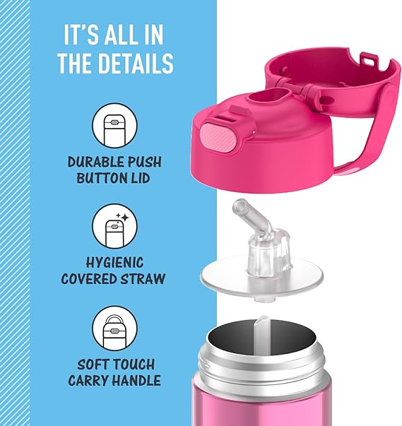 A Thermos Thermos Funtainer Botella de 354.88 ml, Rosado, Rosado, 12 0z, 1 Botella de 354.88 ml, Rosado, Rosado, 12 0z, 1.
