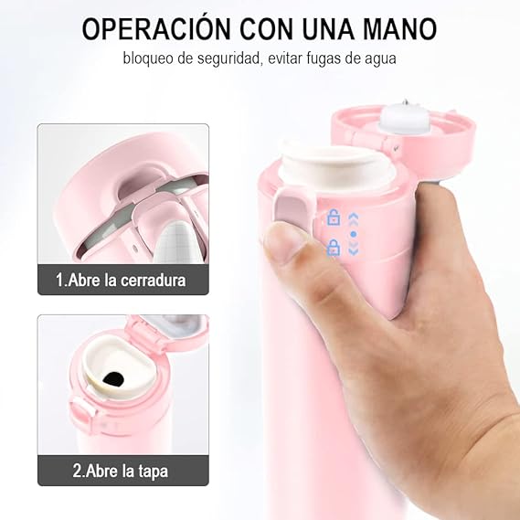 A EASYTAO Termos para Cafe, Botella de Agua, Mantiene Frío y Caliente 6 Horas, Termo Taze de Acero Inoxidable, Vaso Termico para Adultos y Niño, Hombres y Mujeres(450ml Rosa).