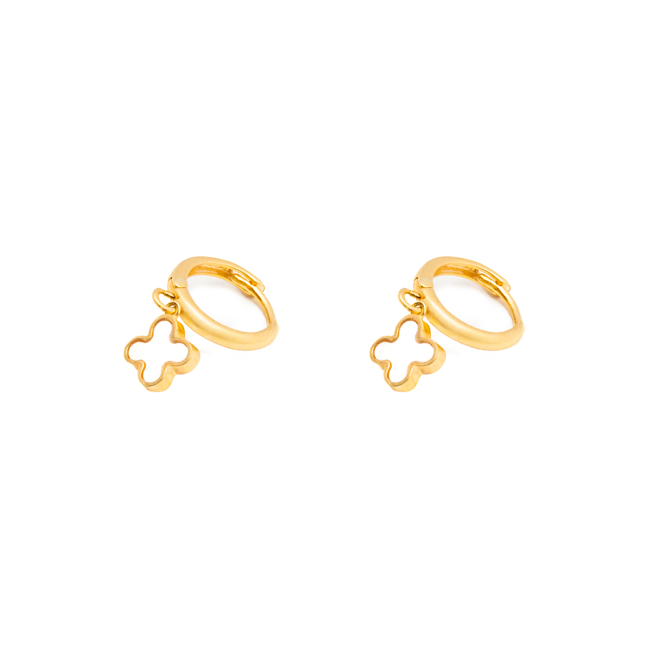 Arracadas con Cruz Perla en Oro 10 Kilates. Oro Fino Joyería..
