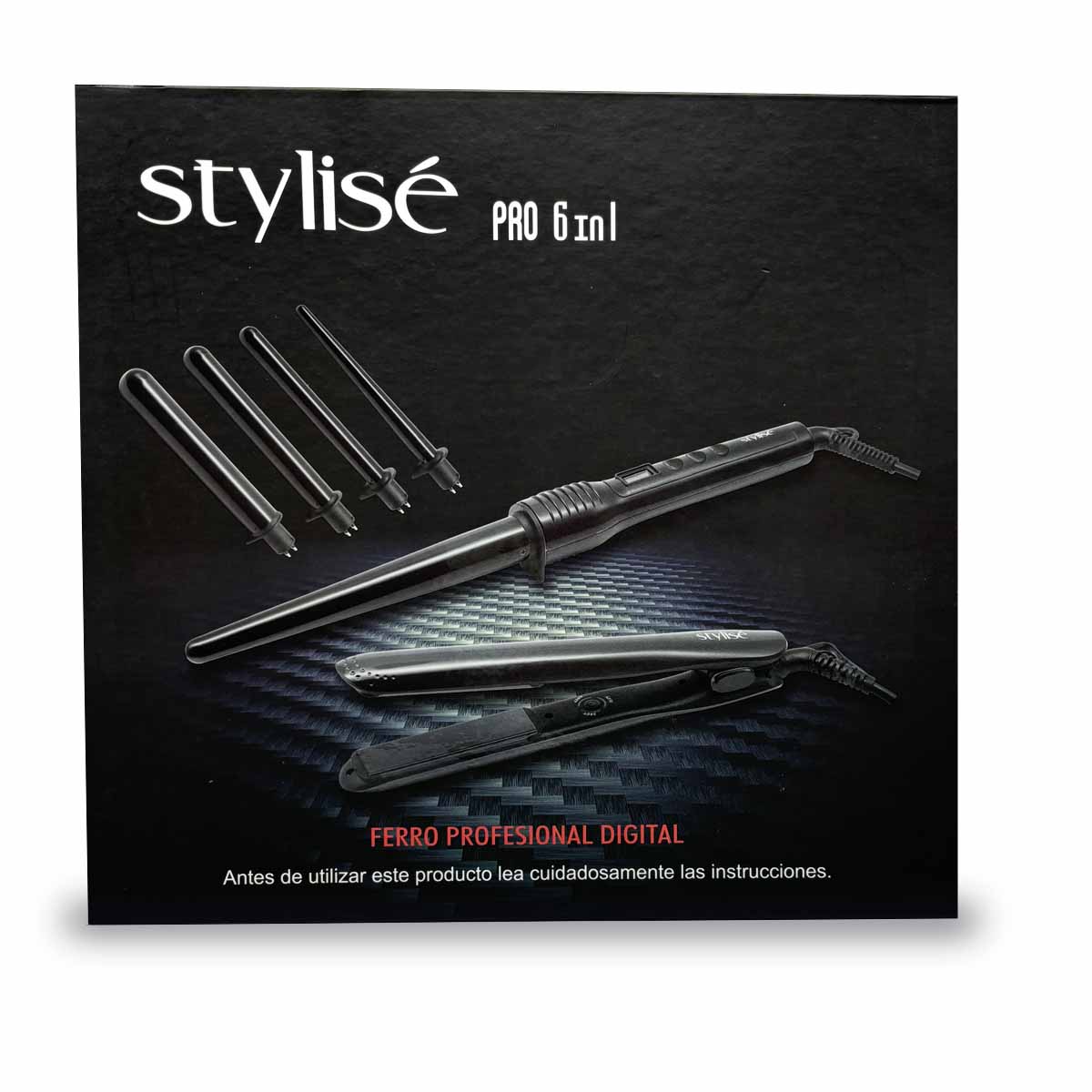 Stylisé Pro 6 en 1 Plancha Alaciadora & Ferros Profesionales Negros.