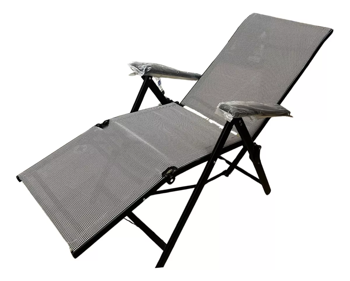 Silla Reclinable Camastro Portátil Para Exterior Color Gris.