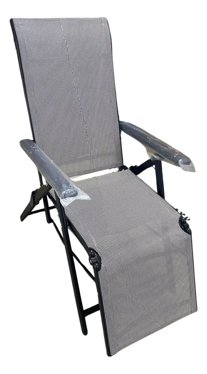 Silla Reclinable Camastro Portátil Para Exterior Color Gris.