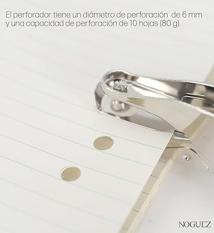 A Noguez. Perforadora de Papel, Perforadora Circular de Mano para Orificios de 6mm., Paper One Hole Punch..