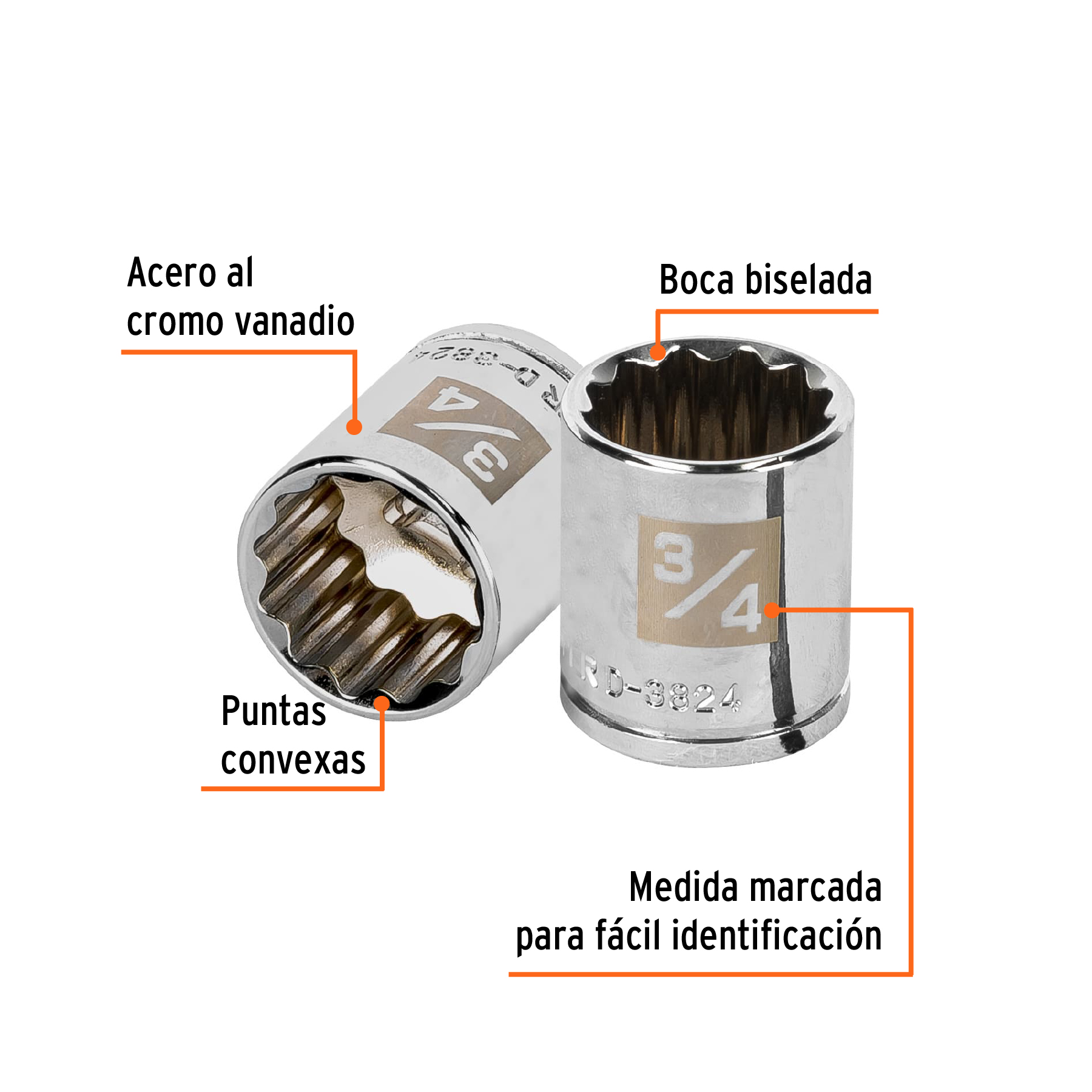 DADO DE 12 PUNTAS CUADRO 3/8P DE 3/4P
