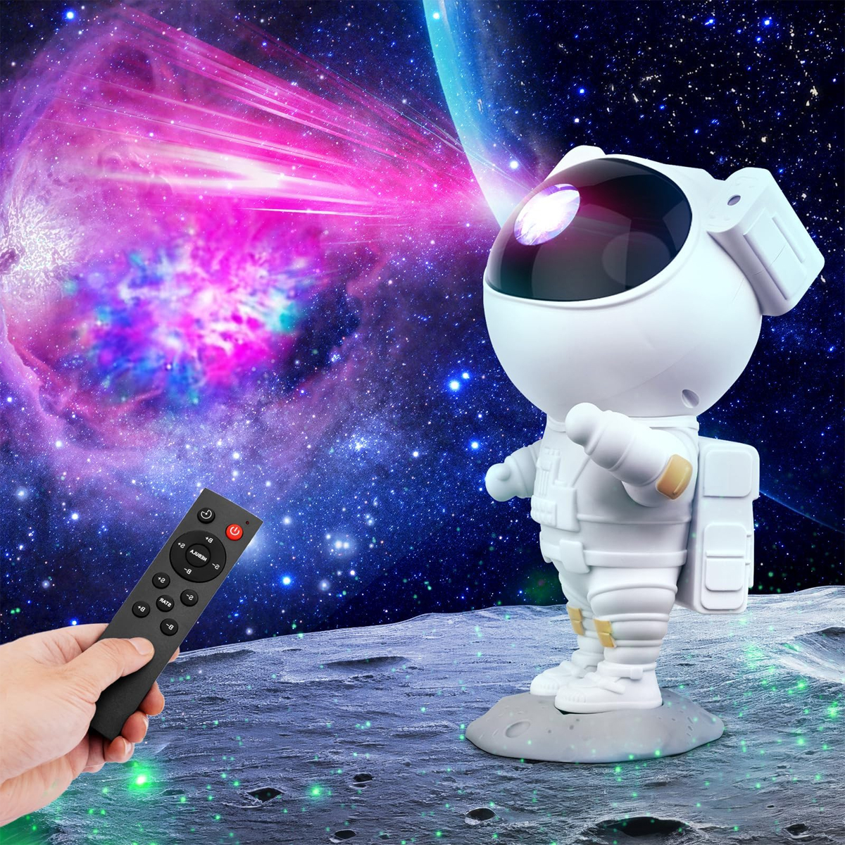 Astronauta proyector de estrellas con bocina bluetooth galaxias luz nebulosa luz nocturna