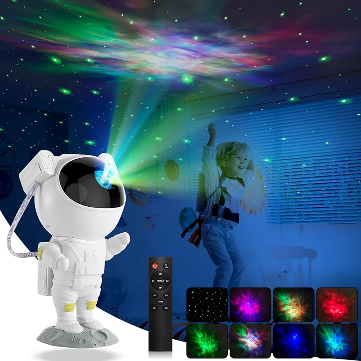 Astronauta proyector de estrellas con bocina bluetooth galaxias luz nebulosa luz nocturna