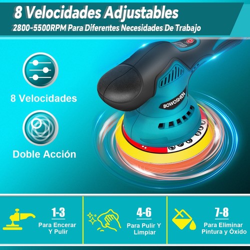 Pulidora Eléctrica Inalámbrica Pulidora Orbital Para Autos azul/negro.