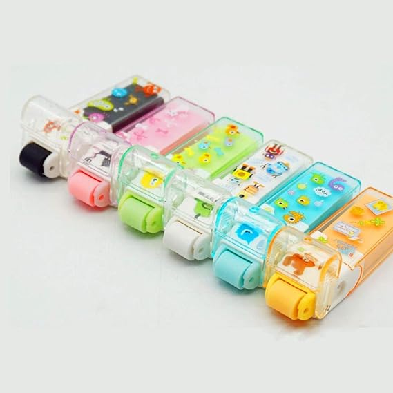 A StudentsZone - Borradores de lápiz para niños, 6 unidades y 6 colores, blanco, azul, verde, rosa, morado, rojo rosa, regalo de fiesta divertido y suministros escolares, borrador de dibujo Kawaii.