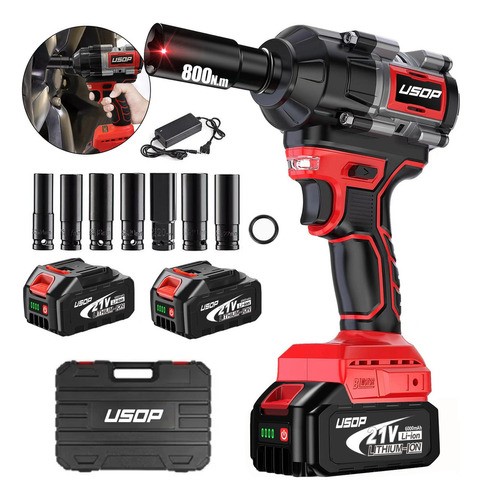 Llave De Impacto 2 Batería 1/2 Inalámbrica Eléctrica 800n.m.