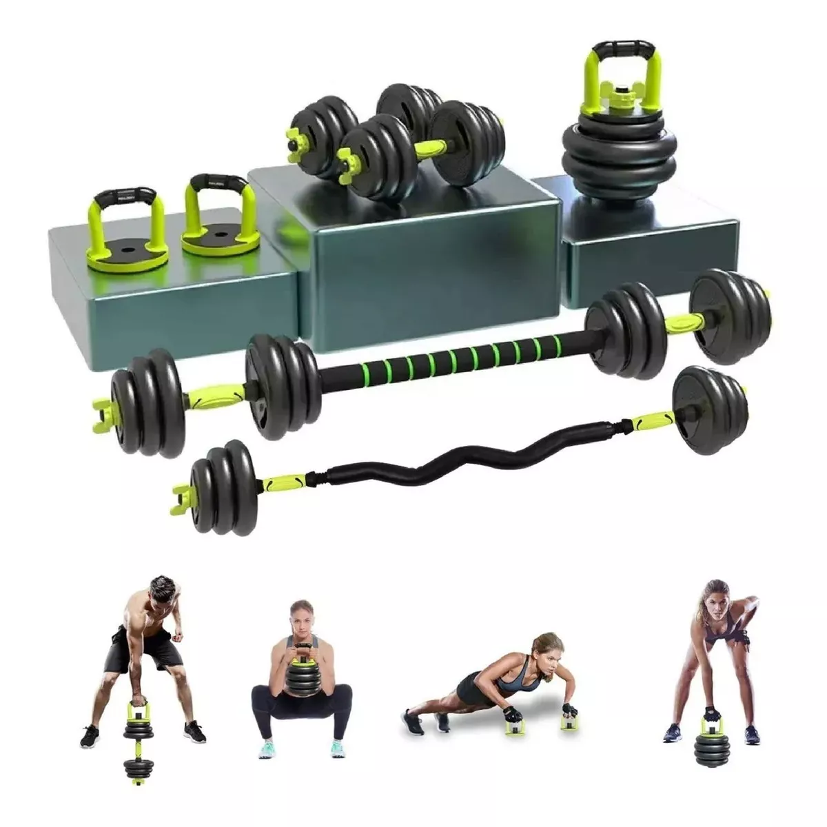 Kit Set De Mancuernas Ajustables Pesas Alta Calidad 20kg Gym Color Negro.