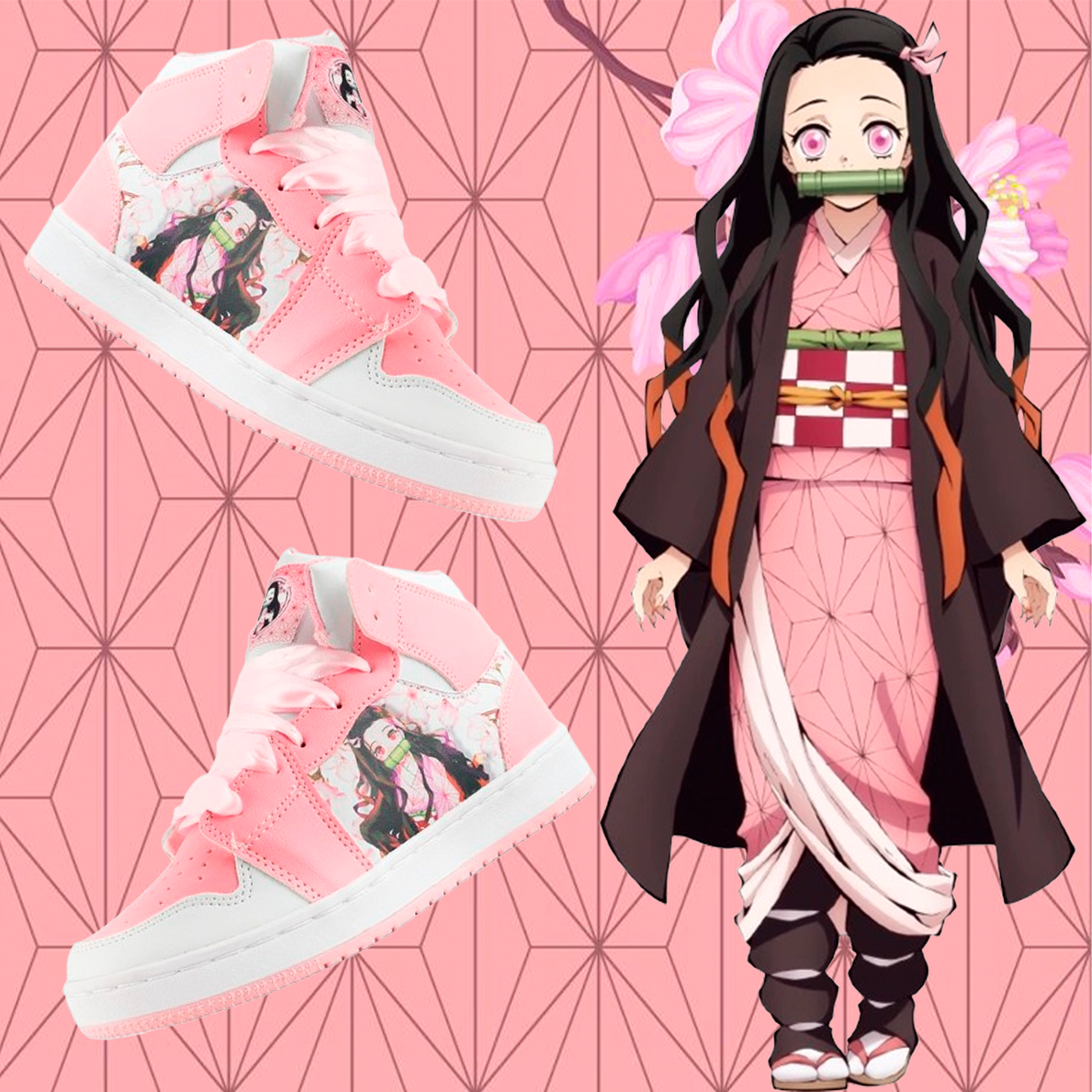 Tenis Nezuko Kamado Demon Slayer Deportivo Cosidos 416-n-rbn
