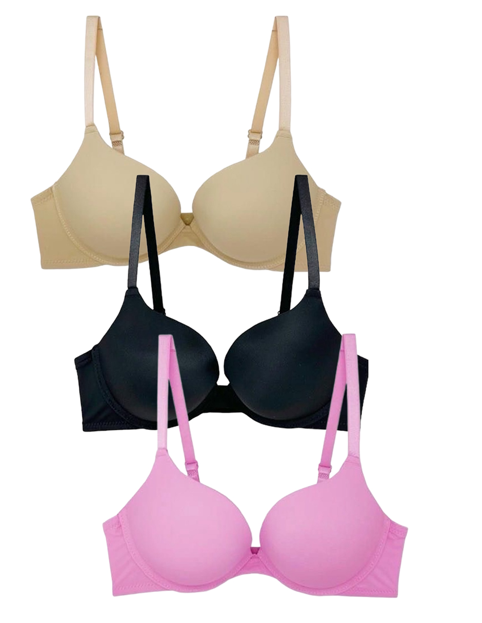  Paquete De 3 Brasieres Doble Push Up Tatys Fashion Con 3 Diferentes Colores Aumenta Hasta 2 Tallas.