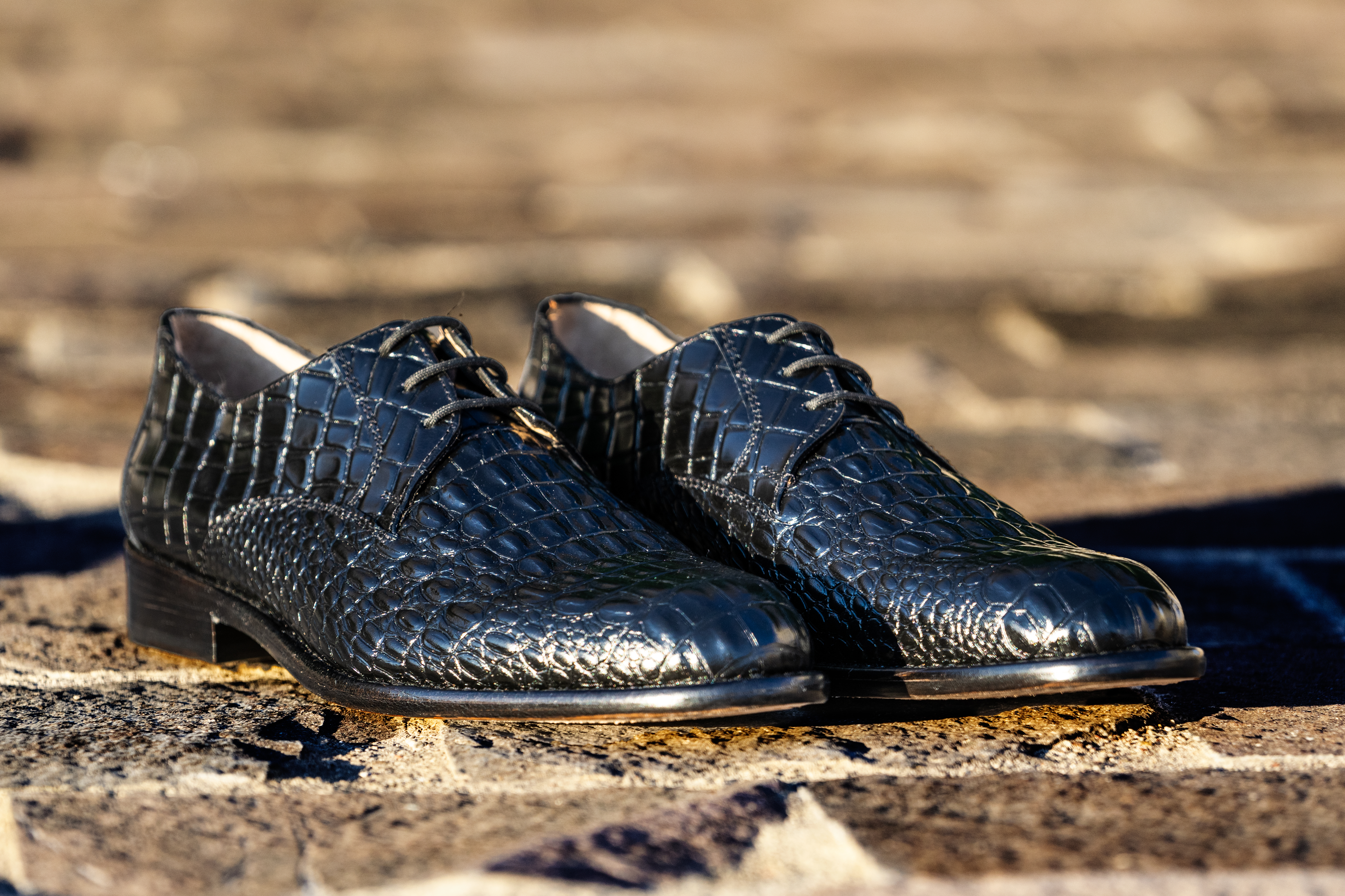 Zapato Formal Hombre Carlo Ronaldi 1115 Res Grabada Caimán Negro Cuero Casual.