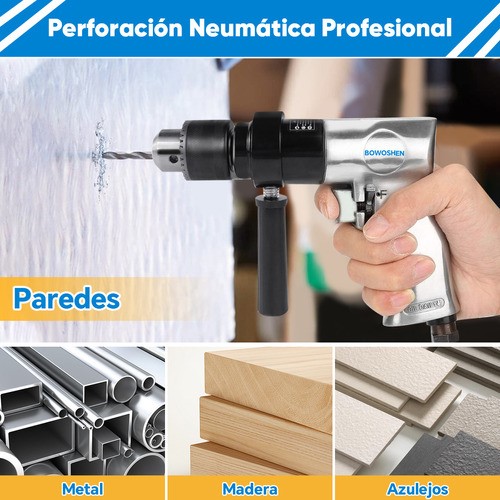 Taladro Atornillador Neumático 1/2 Desatornillardor Taladro Neumático de Aire Bowoshen plata.