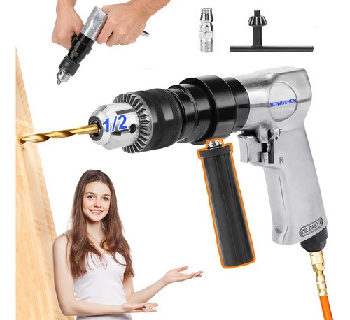 Taladro Atornillador Neumático 1/2 Desatornillardor Taladro Neumático de Aire Bowoshen plata.
