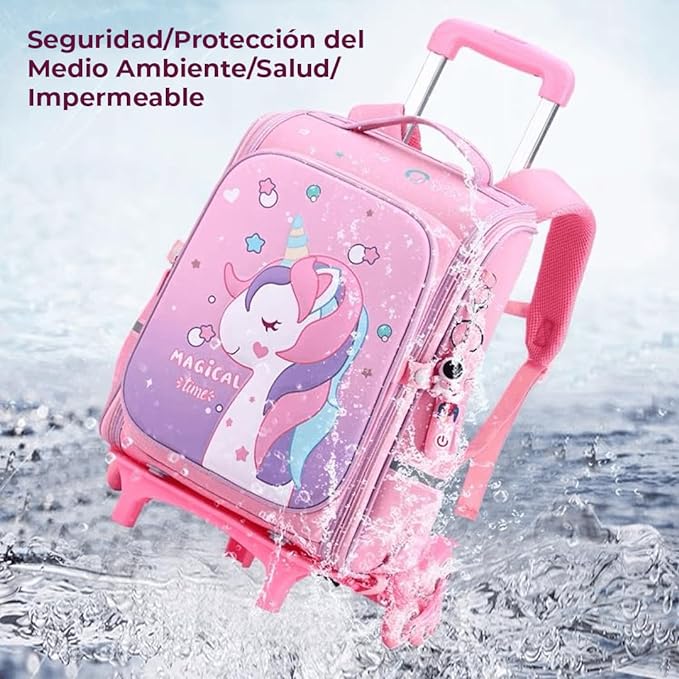 A Mochila con Ruedas para Ninos Ninas Mochila Escolar Impermeable Gran Capacidad para Estudiante de 5 12 anos Mochila de Viaje para Ninos Manos