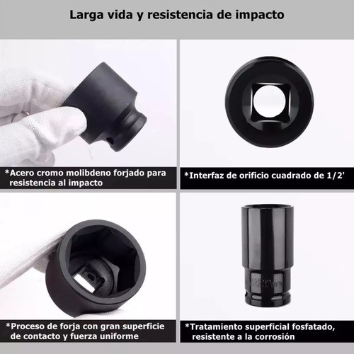 Juego Dados De Impacto Profundo 1/2 8-32mm Herramienta 35pzs rojo.