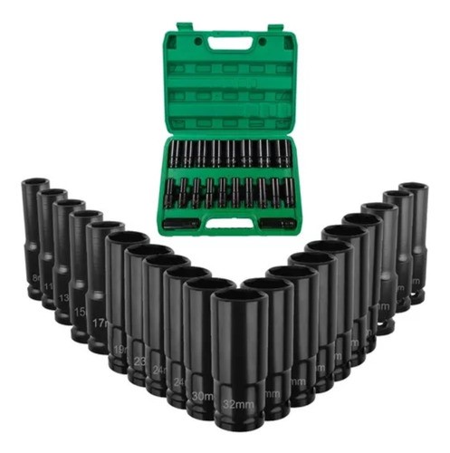 Conjunto Combinado De Manguito De Llave Eléctrica, 20 Piezas verde azul.