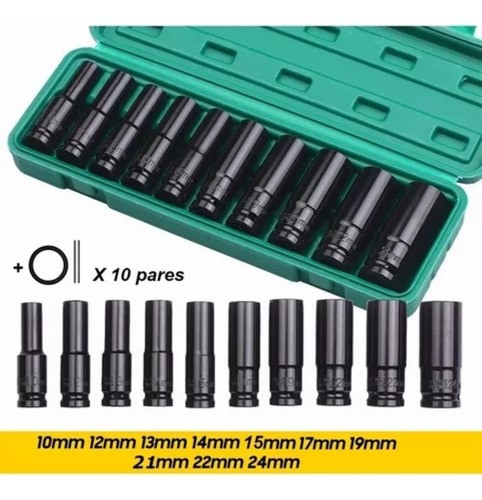 Juegos Herramientas Mecanicas Llave Impacto Dados 1/2'' verde negro.