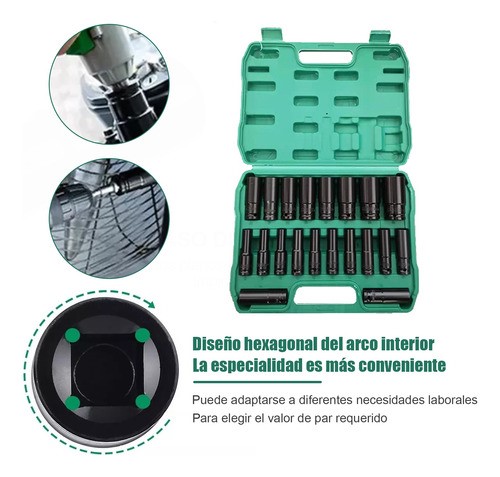 Conjunto Combinado De Manguito De Llave Eléctrica, 20 Piezas verde azul.