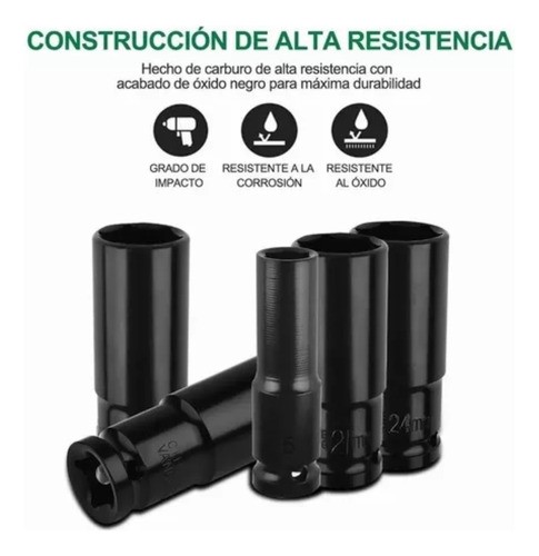 Juegos Herramientas Mecanicas Llave Impacto Dados 1/2'' verde negro.