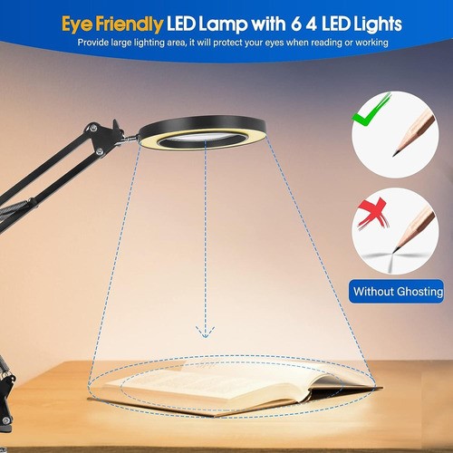 Lámpara Led De Escritorio Con Lupa De 8x Con Brazo Pedestal .