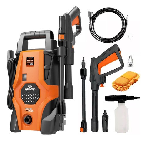 Hidrolavadora Alta Presión Daewoo Accesorios 1400w 1520 Psi naranja negro.