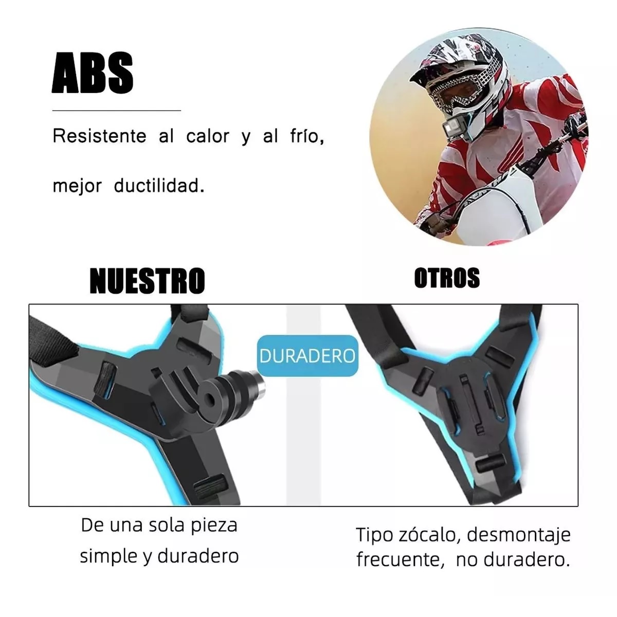 Base Adaptador Casco Moto Kit Lateral Base Cámara Tubo Negro/Azul.