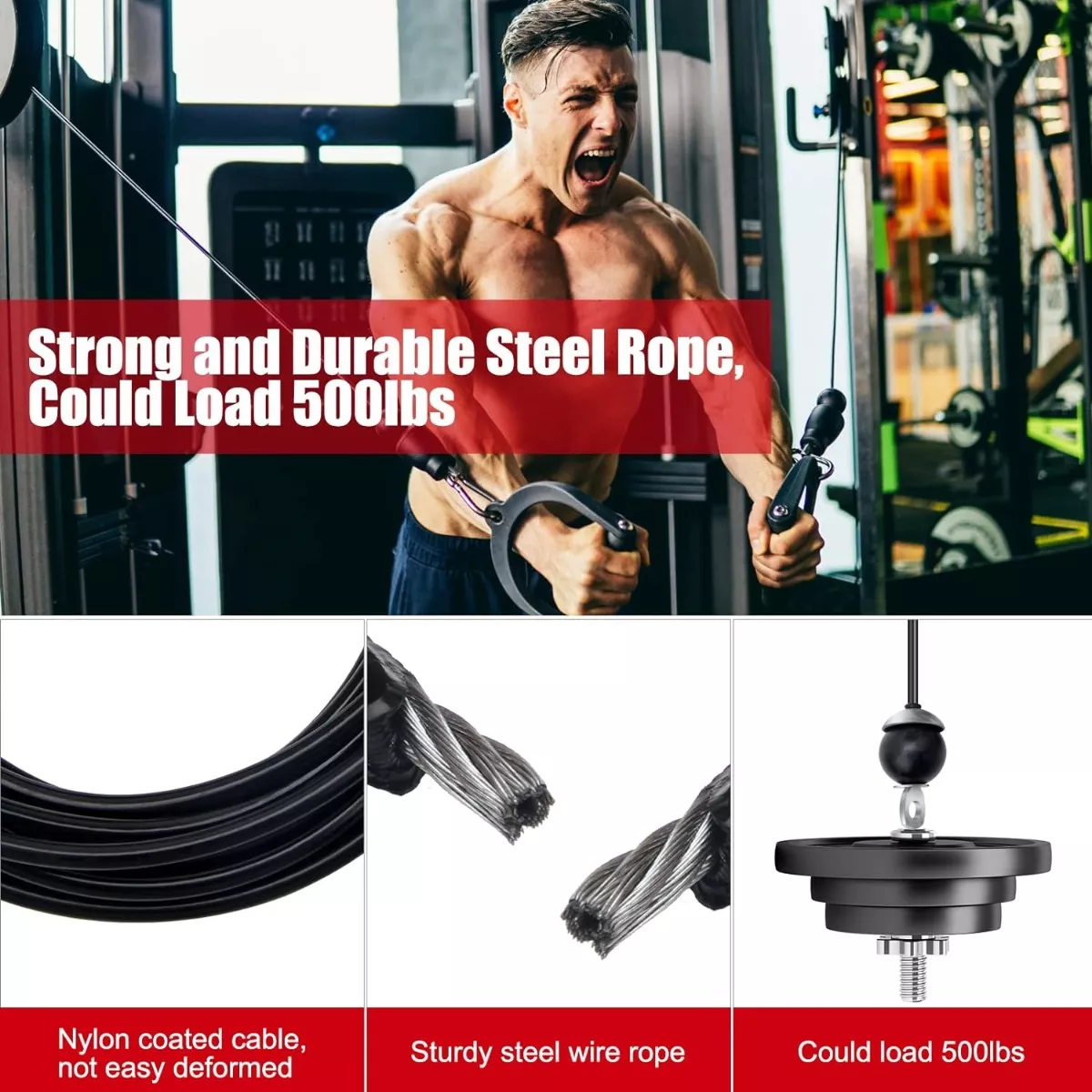 Sistema De Polea De Gimnasio, Cable Ajustable, 3 M, 5 M, 2 M.