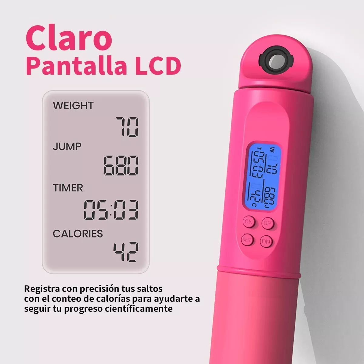 Cuerda Para Saltar Con Contador Crossfit Box Gym Pink.