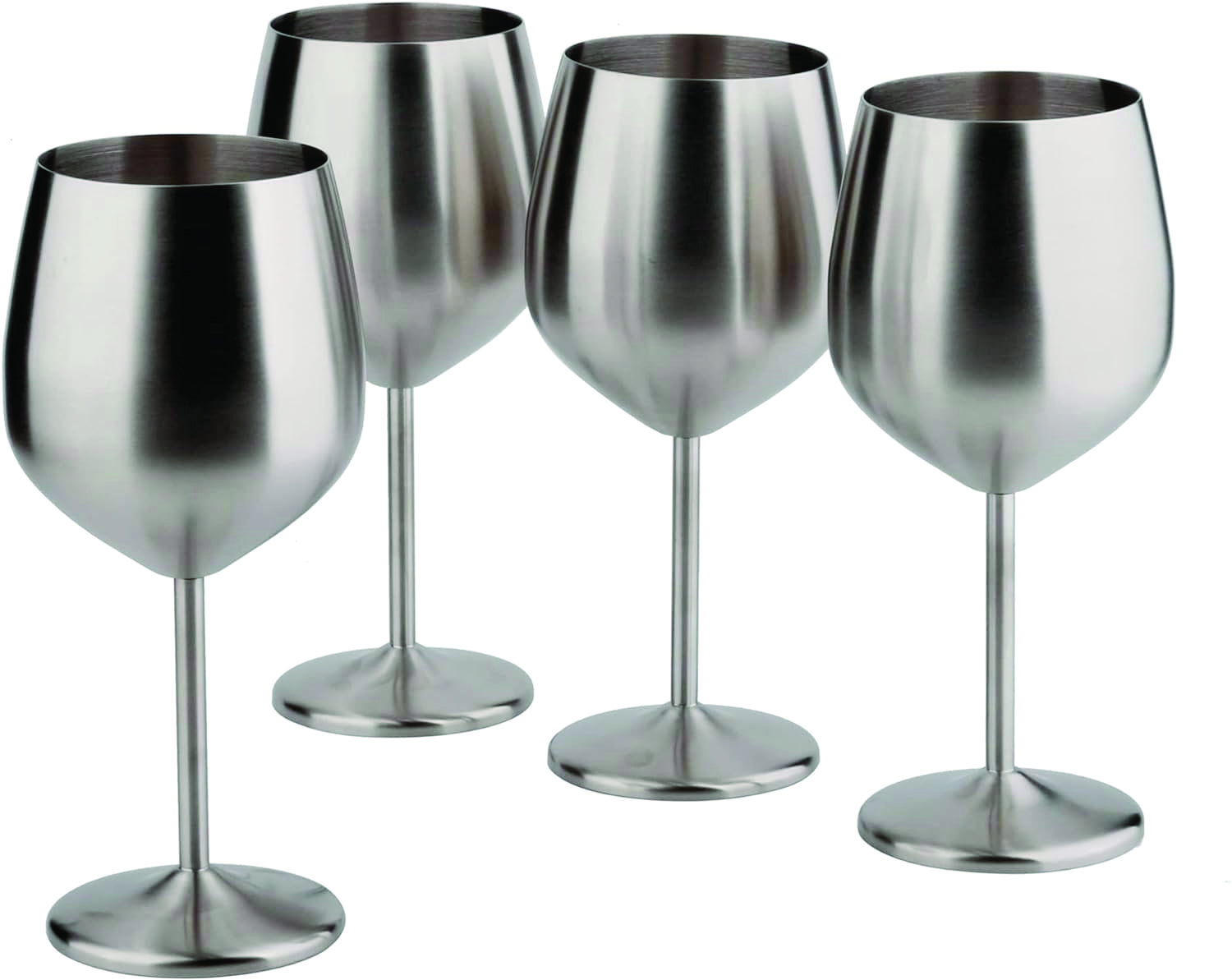 Set De Copas Vino Metalicas Elegante Acero Inoxidable 4 Pz