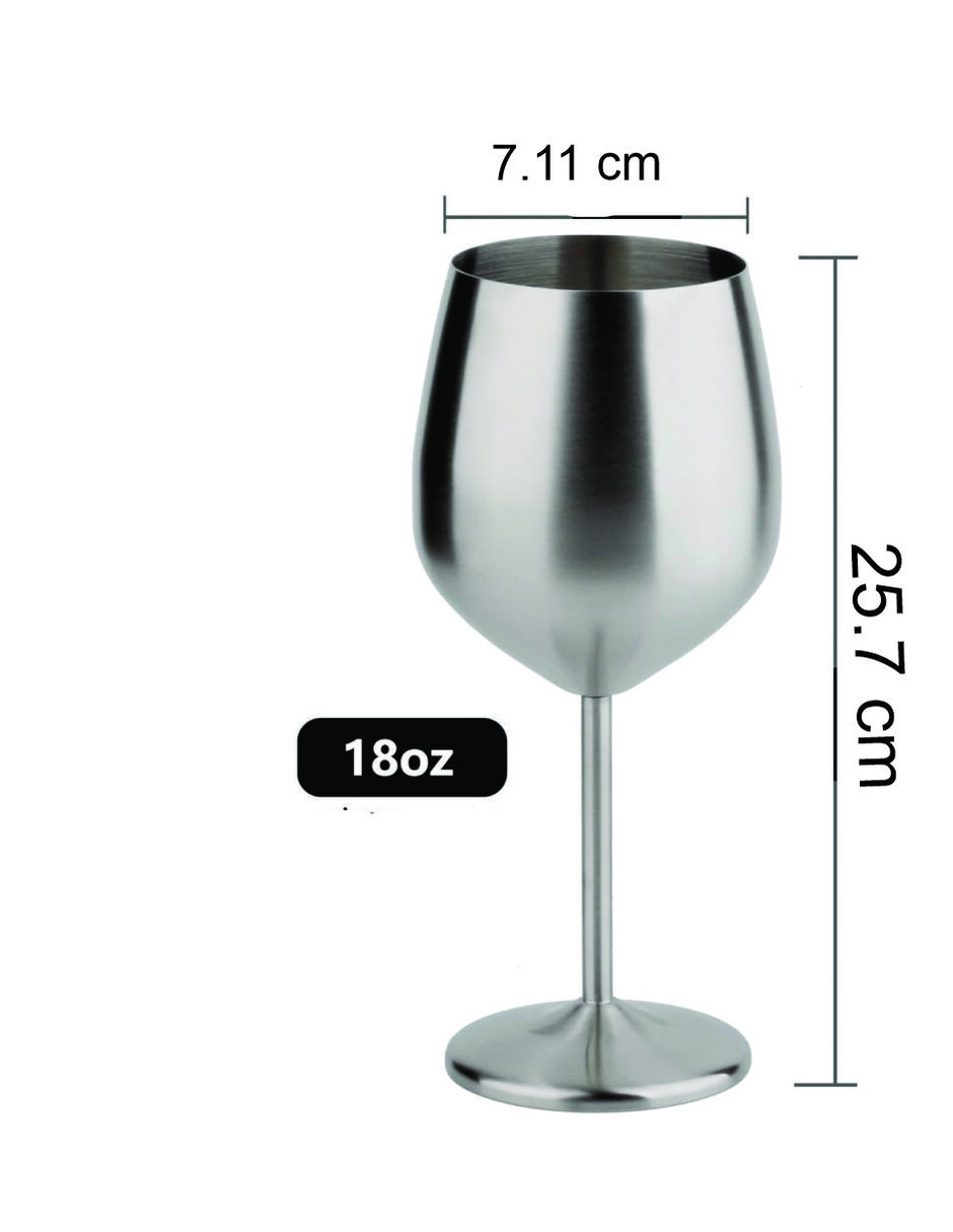 Set De Copas Vino Metalicas Elegante Acero Inoxidable 4 Pz
