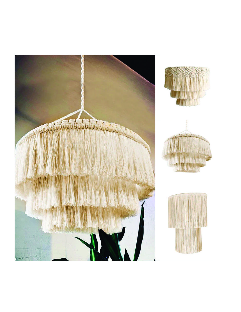 Lampara De Techo Macramé Boho Moda Tulum 