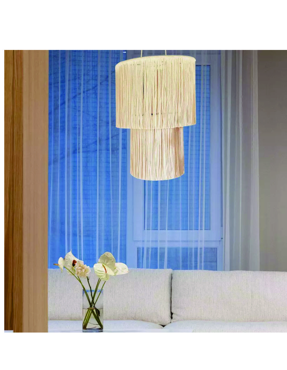 Lampara Pantalla Macramé Boho Techo Moda
