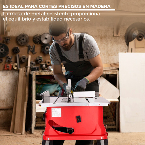 Sierra De Mesa Banco Guía de Corte ADIR837 CORTE 45° POTENCIA 1800W VELOCIDAD 5000RPM RANGO DE BISEL DE LA HOJA 0 A 45° MEDIDA DE LA MESA 54.6 X 58 DIAMETRO DE LA SIERRA 254MM.