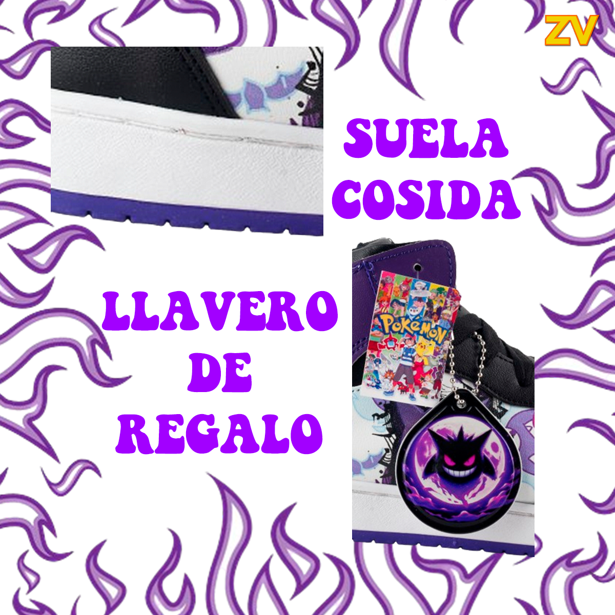 Tenis Gengar Fantasma Anime Deportivos Cosidos 416-a-nmg