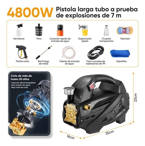 Hidrolavadora Eléctrica 3000psi De Presión Máxima 110v negro.