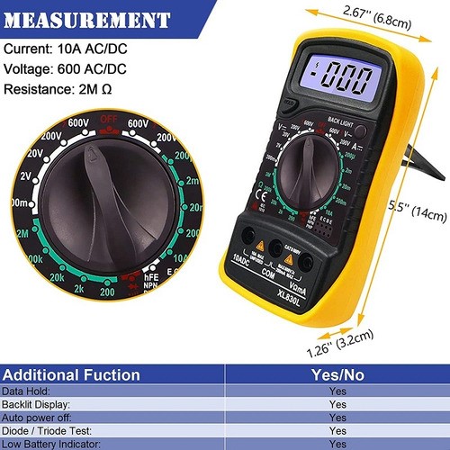Multimetro Digital Lcd Voltimetro Amperimetro Ac/dc Xl830l.