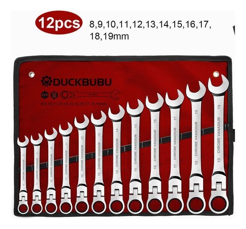 Kit Herramientas Mecanicas Llaves De Matraca 12pcs plataeado.
