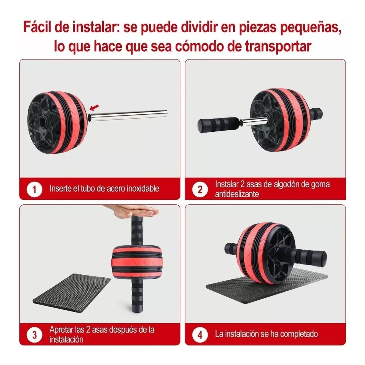 Kit Ejercitador Rueda Abdominales Barras Push-up Cuerda.